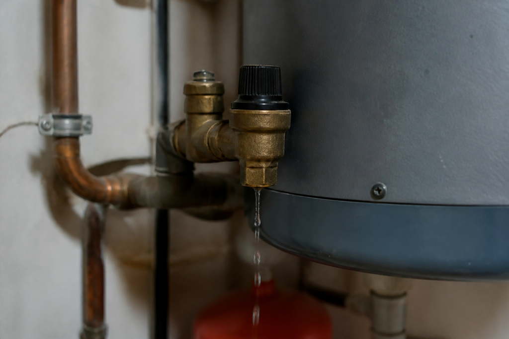 Chaudiere avec fuite eau gouttes valve pression