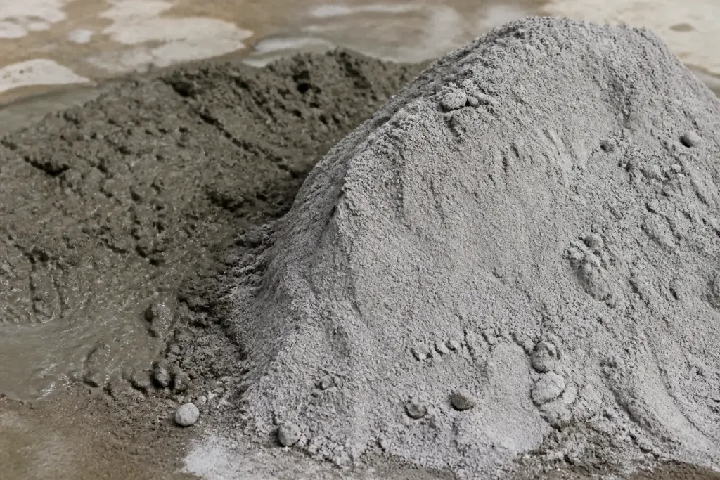 Ciment gris pres de beton melange frais